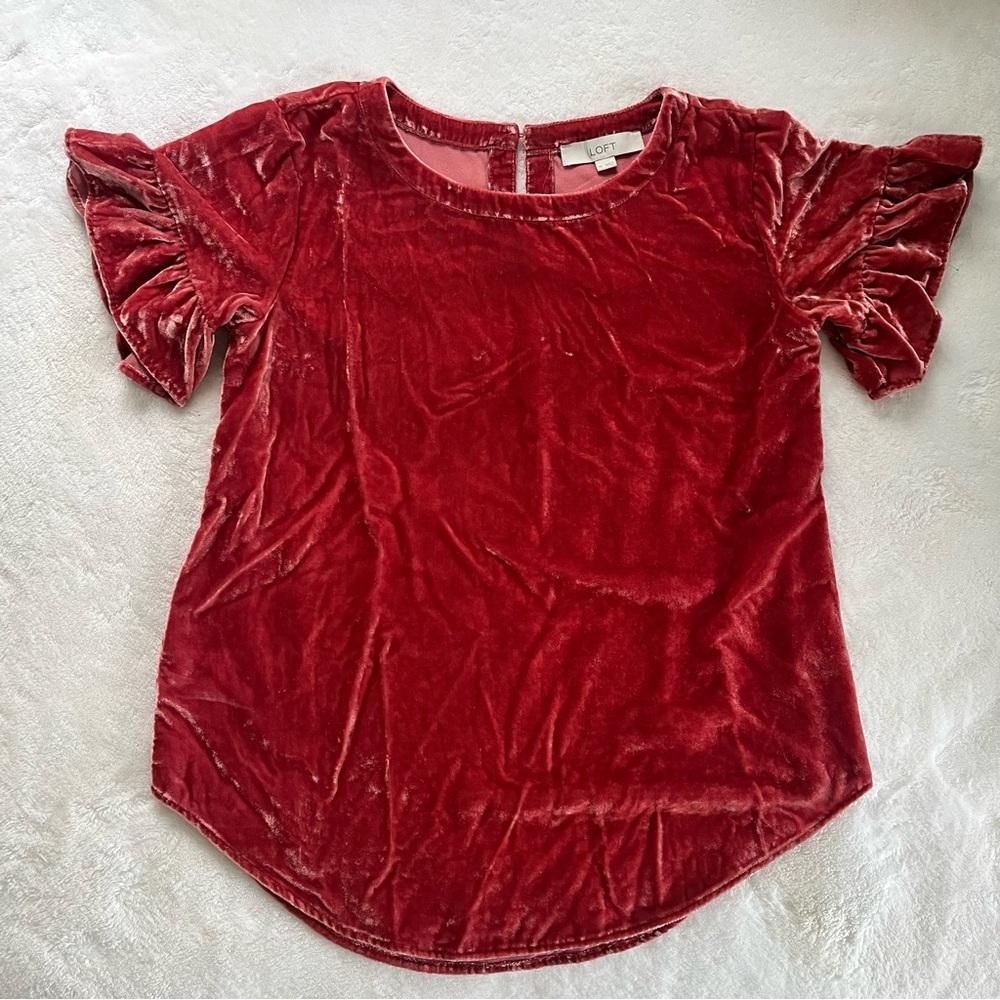 LOFT Pink Velvet Top, Size XS